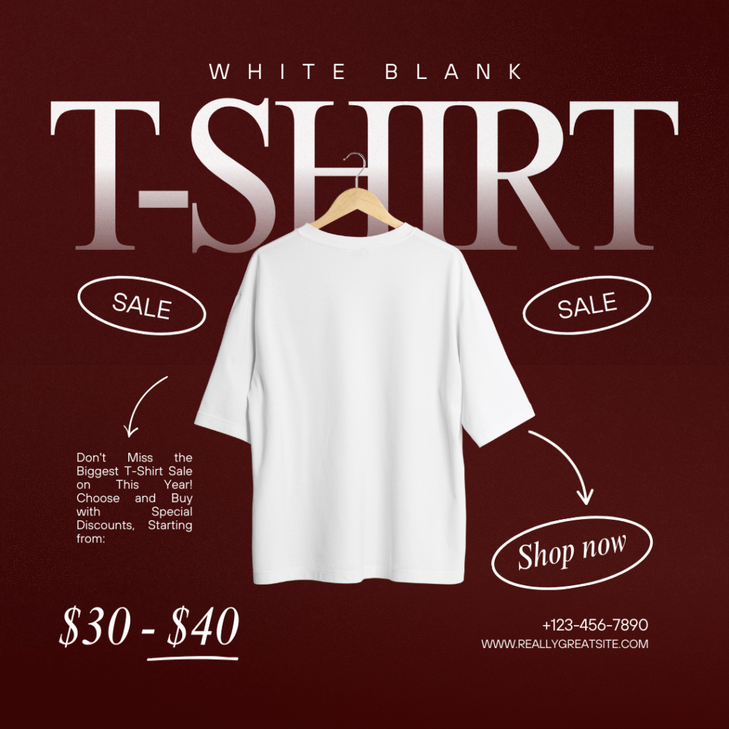 Maroon and White Minimalist T-Shirt Sale Instagram Post